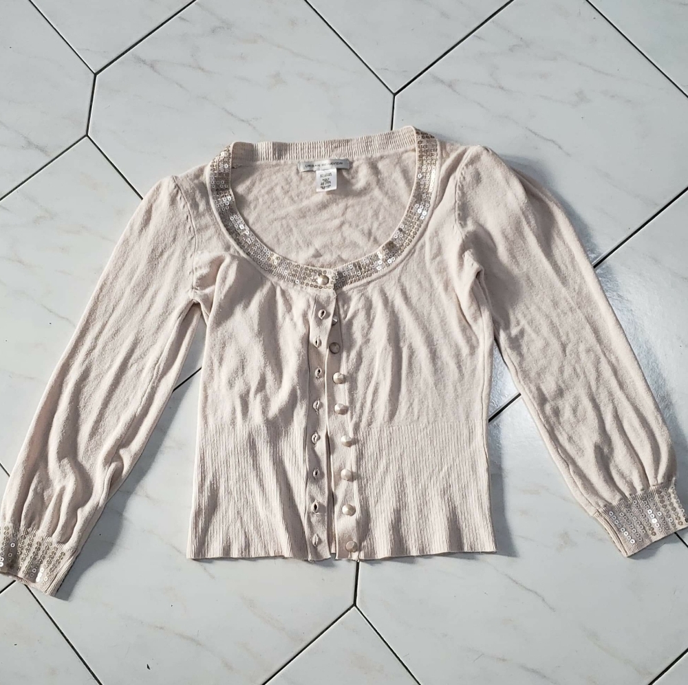 Urban Behavior Cream Sequin Cardigan Size Small